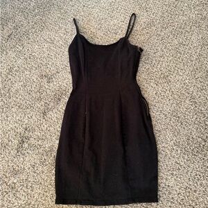 Divided Black Midi Dress
